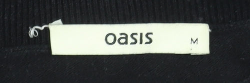 Oasis Women's Black Floral Front Pullover Jumper Size M
