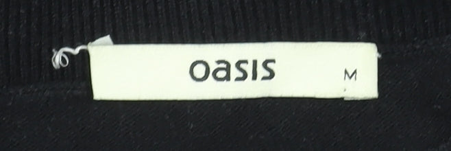 Oasis Women's Black Floral Front Pullover Jumper Size M