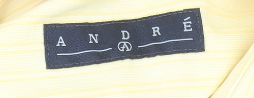 André Men's Yellow Striped Long Sleeve Formal Dress Shirt 16.5in 42in Cotton