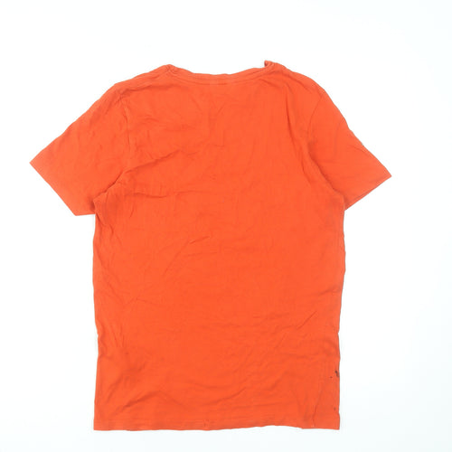 Jack & Jones Men's Orange Graphic Crew Neck Cotton T-Shirt Size S