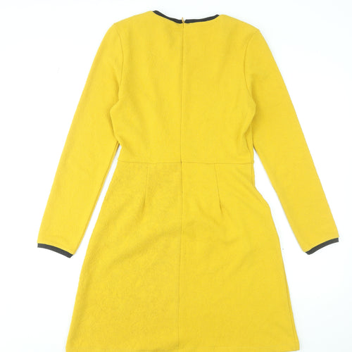 Uttam Boutique Women Yellow Shift Dress Size 10 Long Sleeve