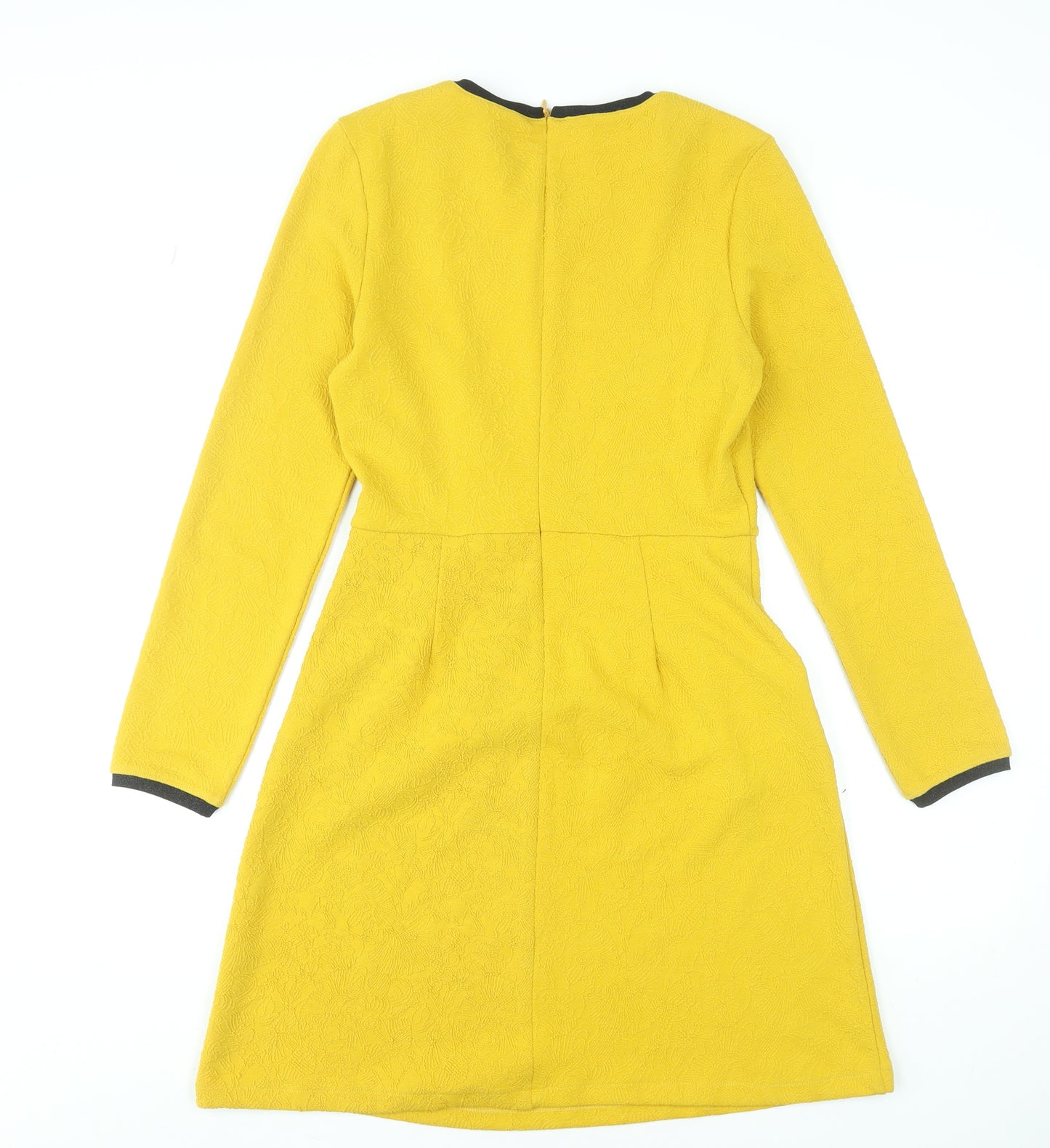 Uttam Boutique Women Yellow Shift Dress Size 10 Long Sleeve