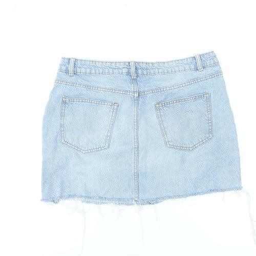 Primark Women Blue Denim Mini Skirt Size 12 Cotton Casual