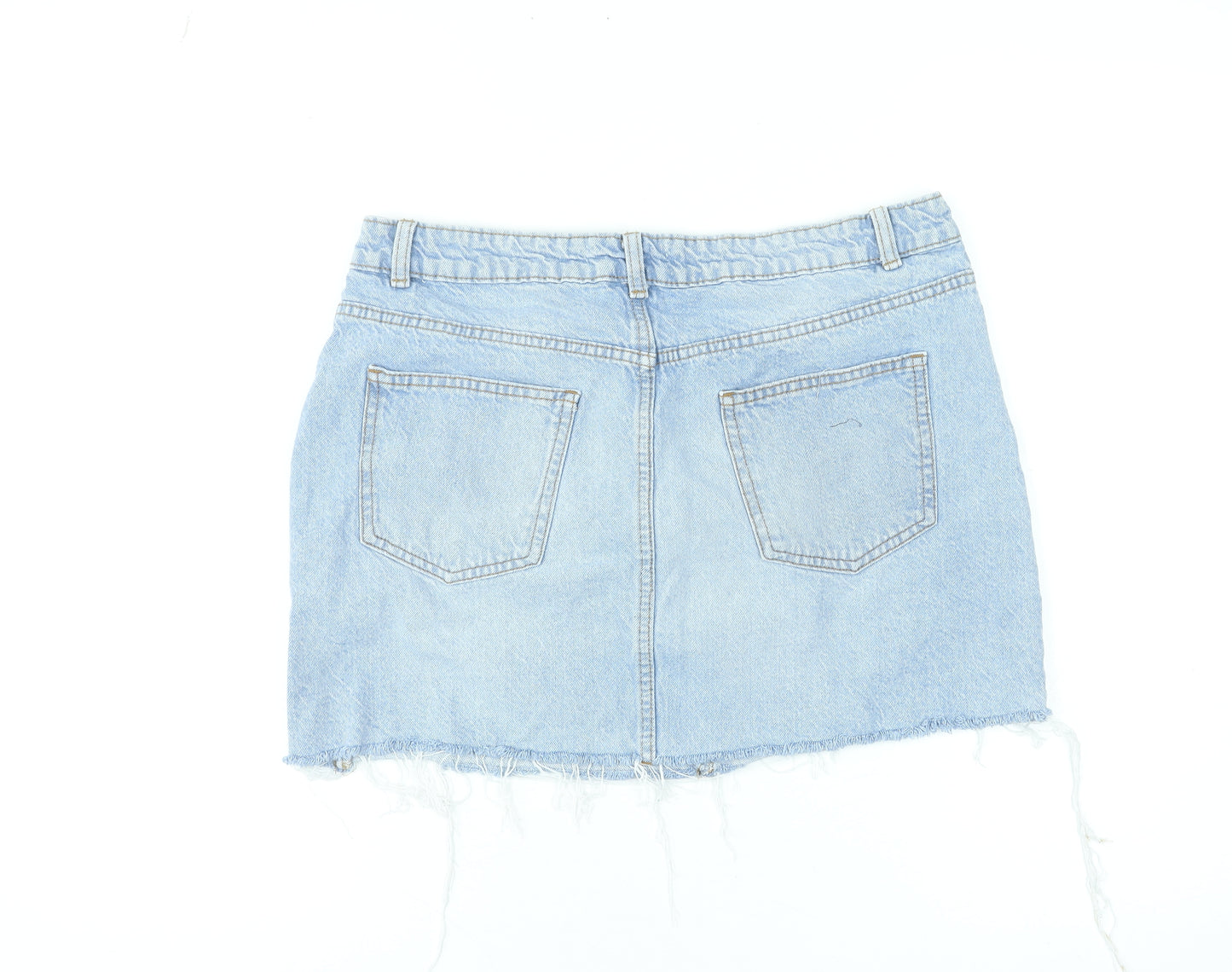 Primark Women Blue Denim Mini Skirt Size 12 Cotton Casual