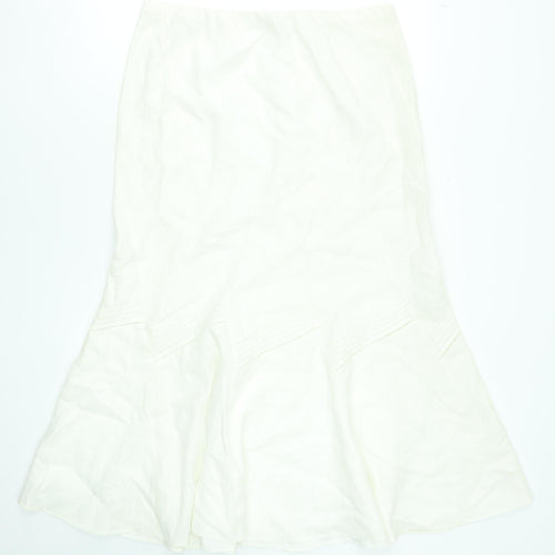 Marks and Spencer Women’s Ivory Linen Flare Midi Skirt UK 14