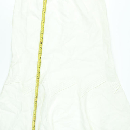 Marks and Spencer Women’s Ivory Linen Flare Midi Skirt UK 14