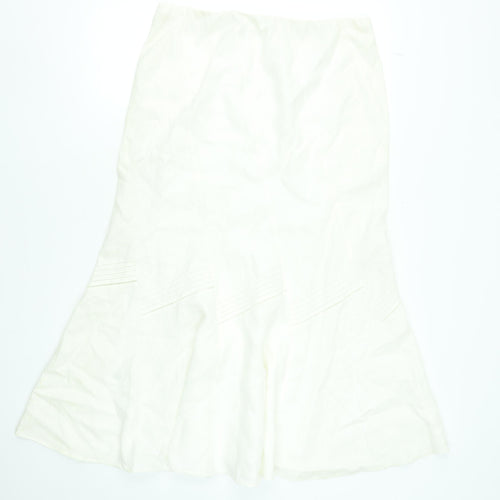 Marks and Spencer Women’s Ivory Linen Flare Midi Skirt UK 14
