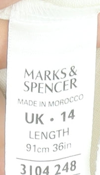 Marks and Spencer Women’s Ivory Linen Flare Midi Skirt UK 14