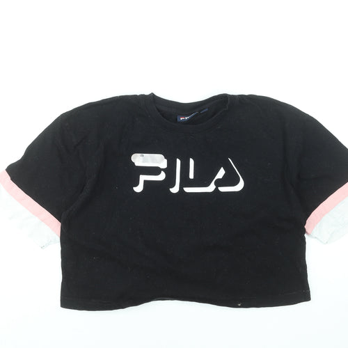 FILA Womens Black Cropped Logo T-Shirt Size S