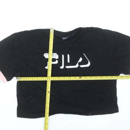 FILA Womens Black Cropped Logo T-Shirt Size S