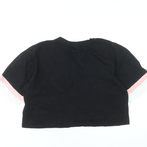 FILA Womens Black Cropped Logo T-Shirt Size S