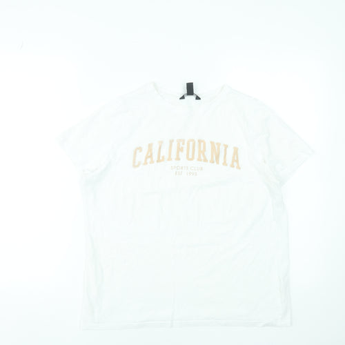 New Look Women’s White California Graphic T-Shirt Size 12 Cotton Casual