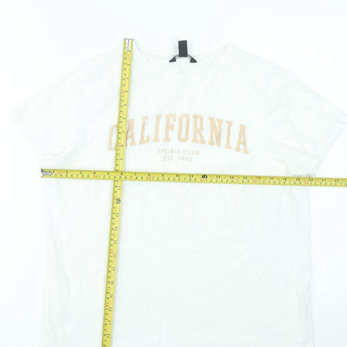 New Look Women’s White California Graphic T-Shirt Size 12 Cotton Casual