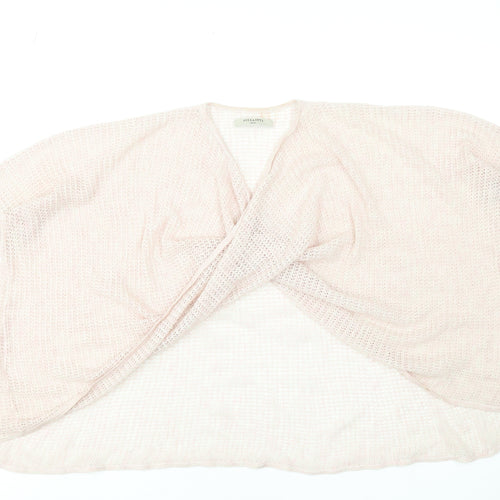 AllSaints Women Pink Open-Knit Shrug XS Lightweight Rayon Blend