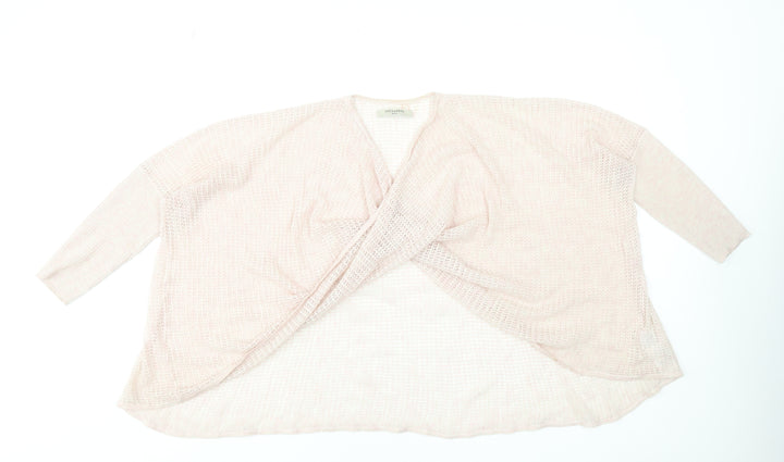 AllSaints Women Pink Open-Knit Shrug XS Lightweight Rayon Blend