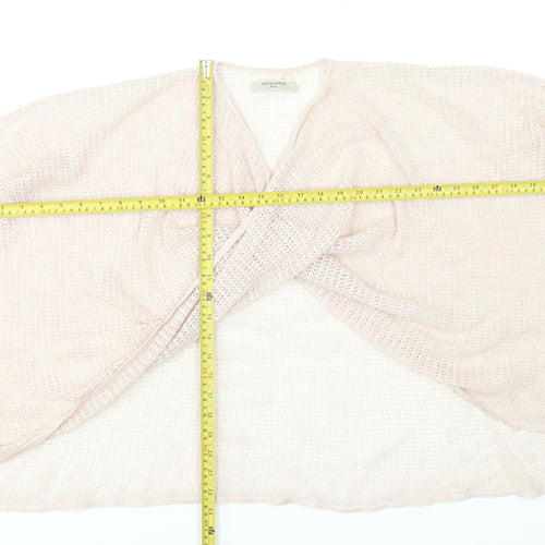 AllSaints Women Pink Open-Knit Shrug XS Lightweight Rayon Blend