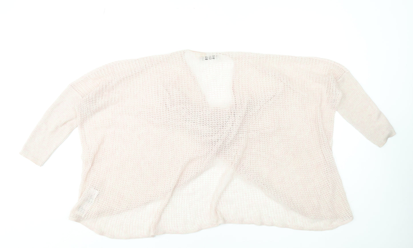AllSaints Women Pink Open-Knit Shrug XS Lightweight Rayon Blend
