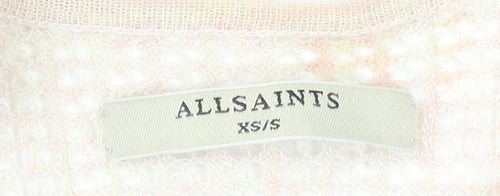AllSaints Women Pink Open-Knit Shrug XS Lightweight Rayon Blend