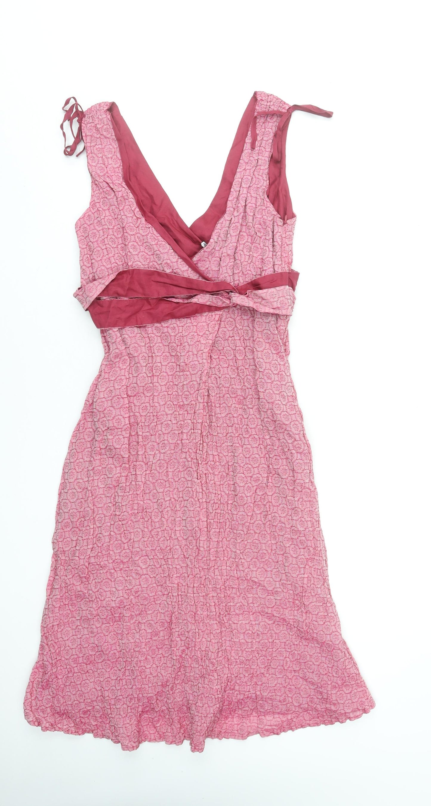 Quinn & Donnelly Women's Pink Jacquard Wrap Dress Size 14