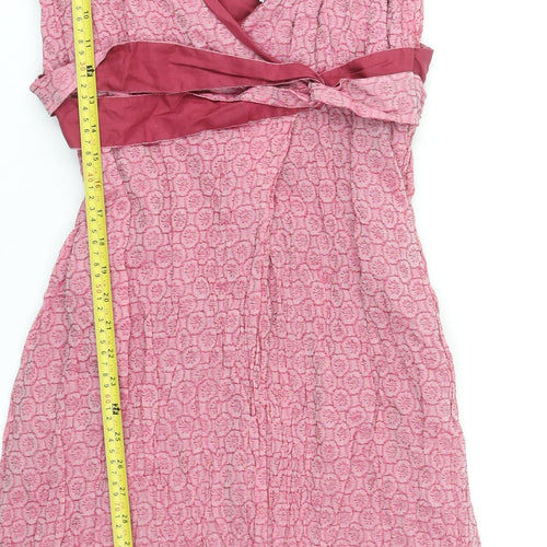 Quinn & Donnelly Women's Pink Jacquard Wrap Dress Size 14