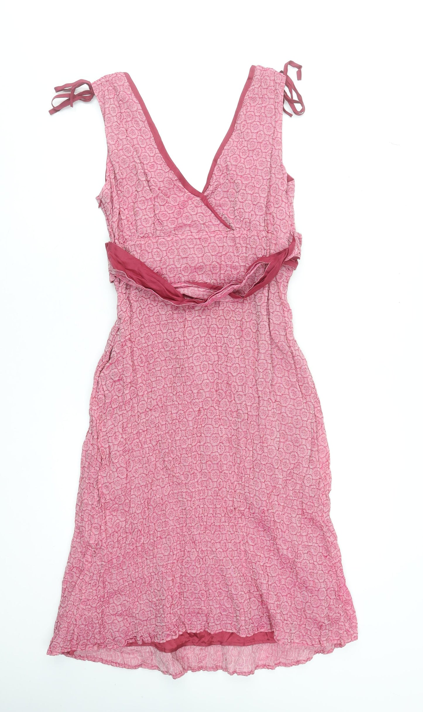 Quinn & Donnelly Women's Pink Jacquard Wrap Dress Size 14