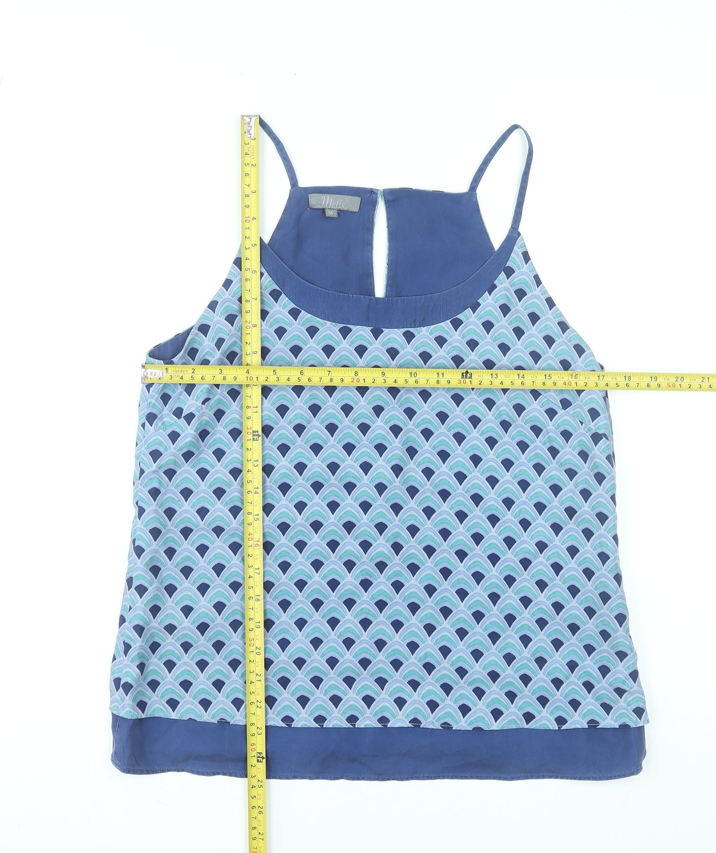 Matis Womens Blue Geometric Camisole Tank Top Size M