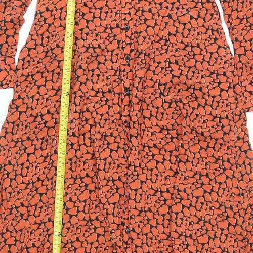 Gallery Women’s Orange Geometric Midi Shirt Dress Size 10