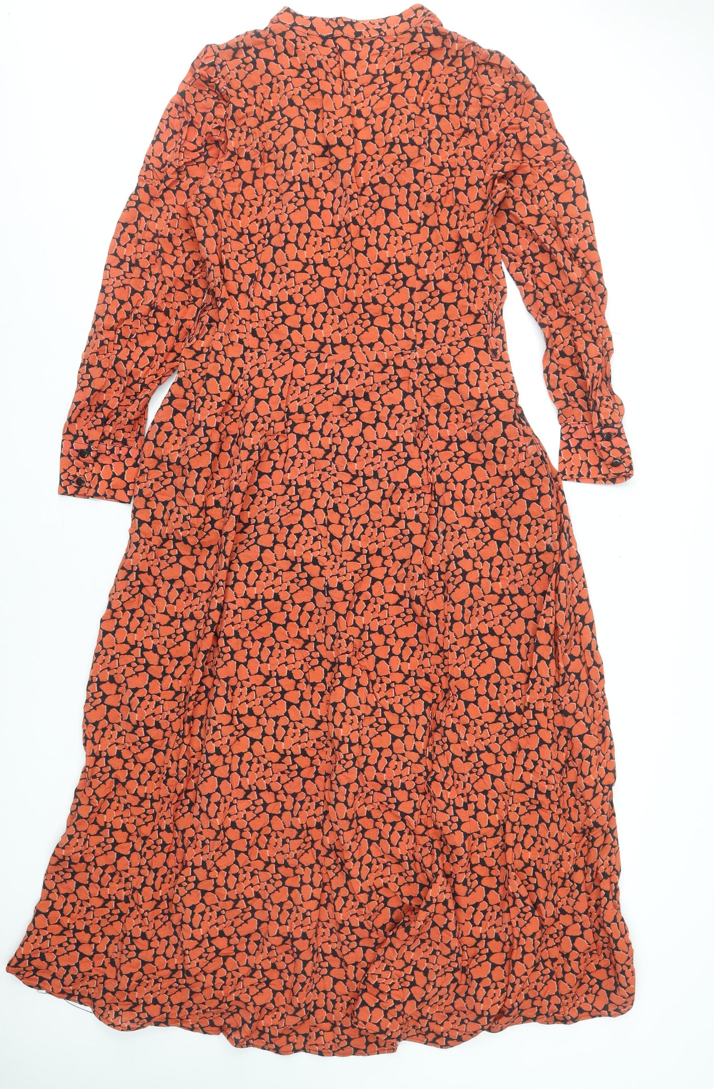 Gallery Women’s Orange Geometric Midi Shirt Dress Size 10