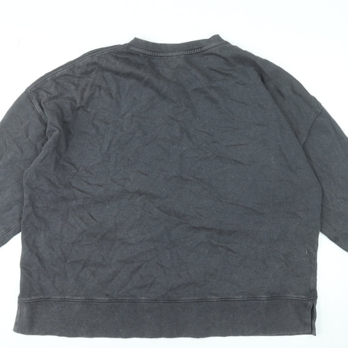Next Men’s Grey Henley Sweatshirt XL Cotton Button Logo Top