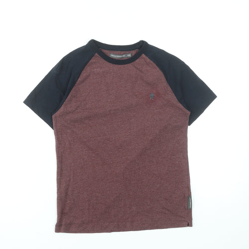 French Connection Boys Red & Black Colourblock Cotton T-Shirt 9-10 Years