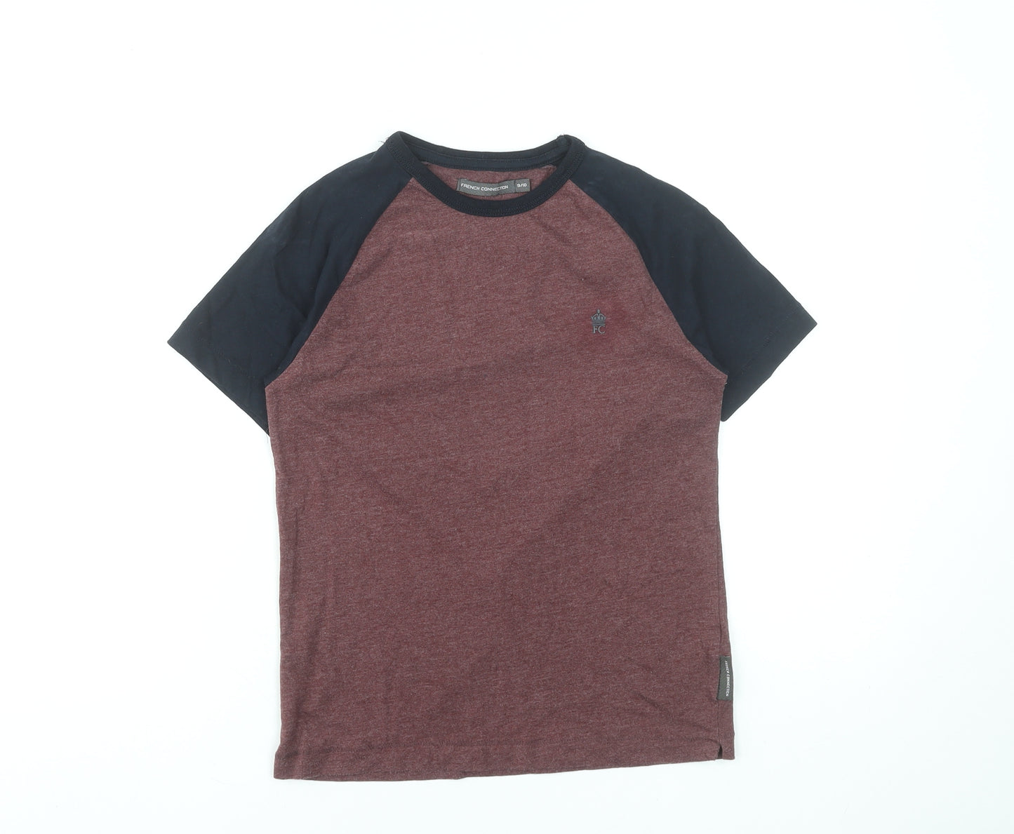 French Connection Boys Red & Black Colourblock Cotton T-Shirt 9-10 Years