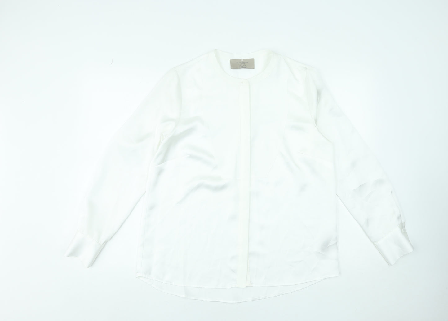 Paul Costelloe Living Studio Women’s Ivory Blouse Size 12 Long Sleeve Polyester