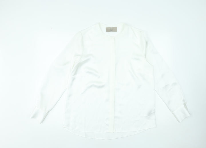 Paul Costelloe Living Studio Women’s Ivory Blouse Size 12 Long Sleeve Polyester