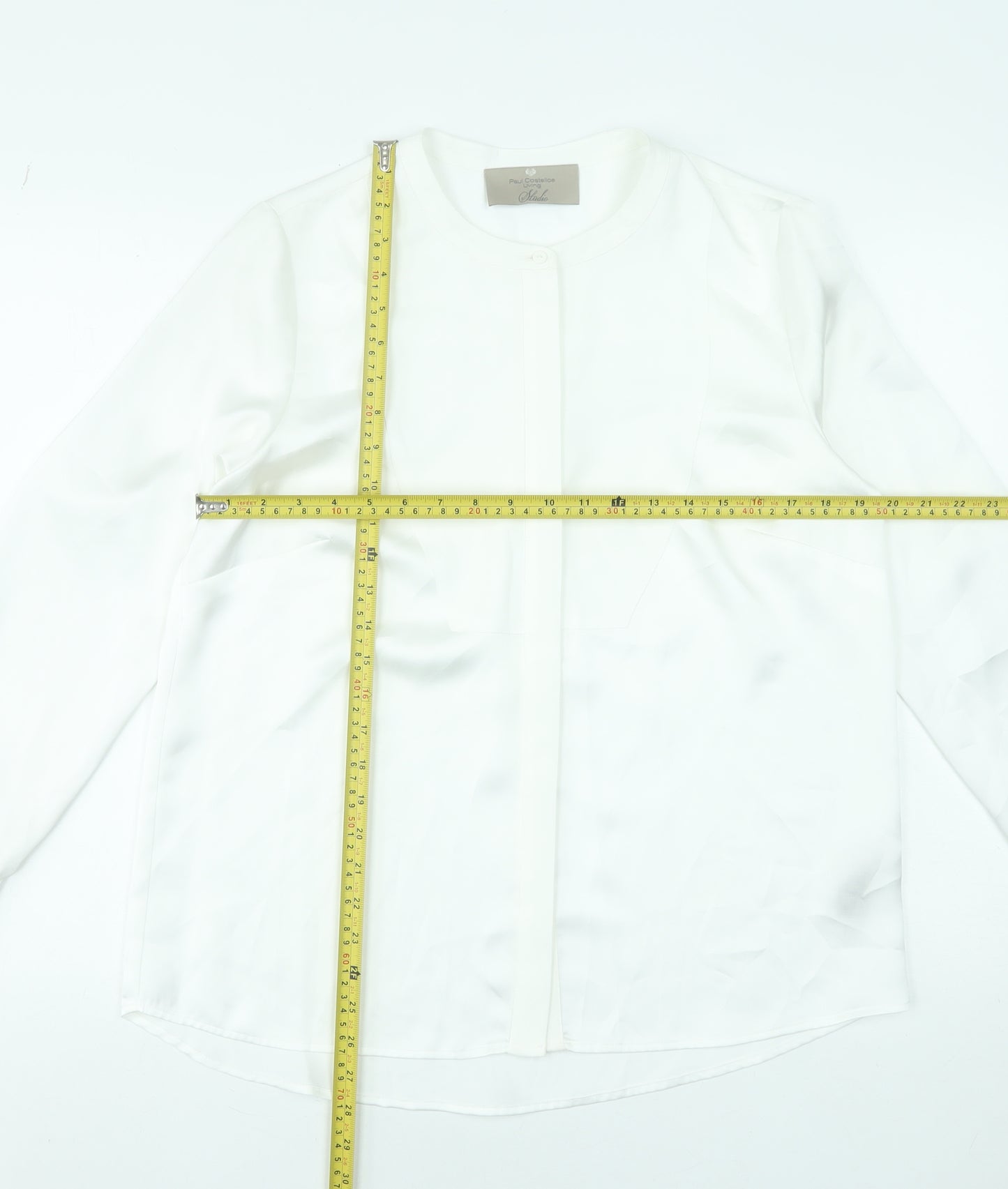 Paul Costelloe Living Studio Women’s Ivory Blouse Size 12 Long Sleeve Polyester