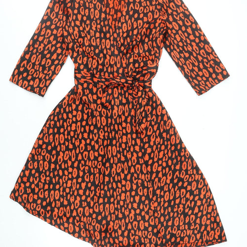 Pieces Women's Multicoloured Animal Print Belted A-Line Dress XS