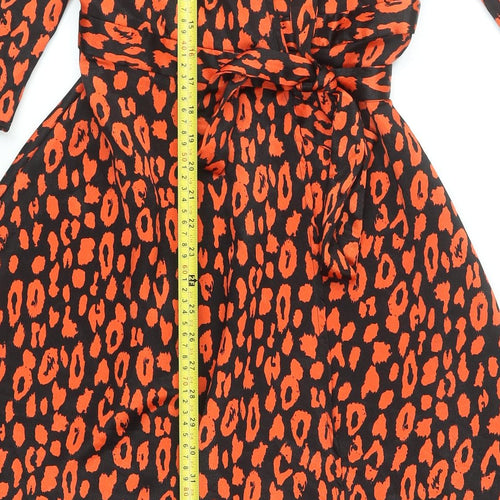 Pieces Women's Multicoloured Animal Print Belted A-Line Dress XS