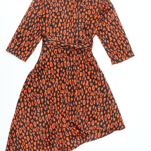 Pieces Women's Multicoloured Animal Print Belted A-Line Dress XS