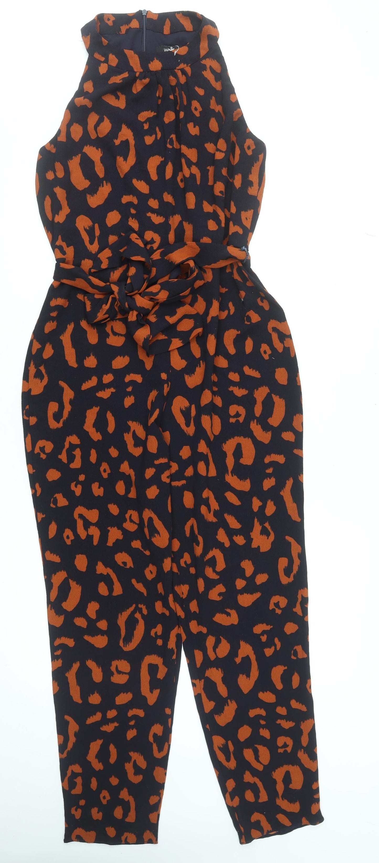 Wallis Womens Black & Brown Animal Print Sleeveless Jumpsuit Size 10