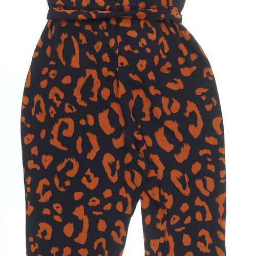 Wallis Womens Black & Brown Animal Print Sleeveless Jumpsuit Size 10