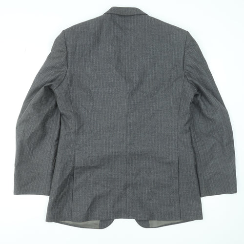 The Label Men's Grey Wool Pinstripe Blazer Jacket 42R Classic Fit