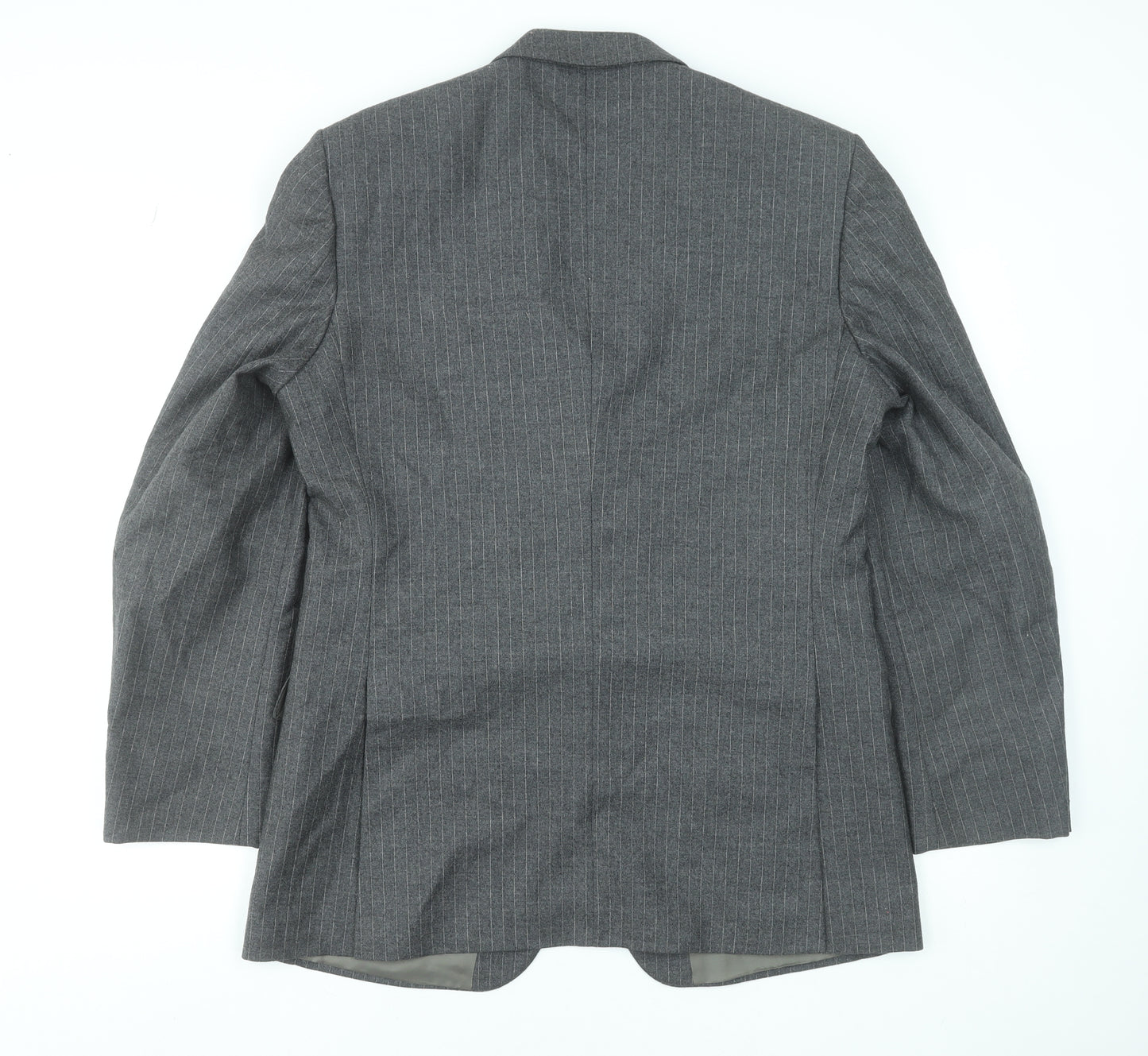 The Label Men's Grey Wool Pinstripe Blazer Jacket 42R Classic Fit