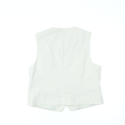 Gallery Women Beige Button-Up Sleeveless Waistcoat UK 14 Classic Workwear
