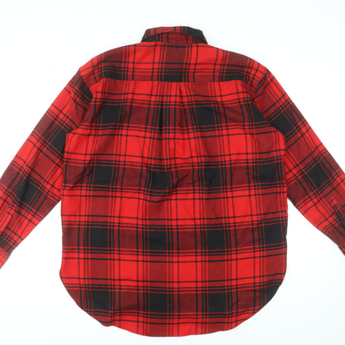 H&M Women’s Red Black Plaid Long Sleeve Flannel Button-Up Shirt XS