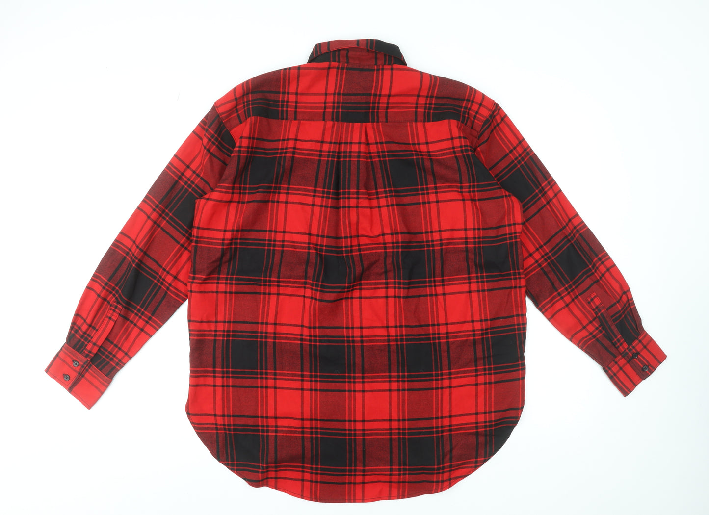 H&M Women’s Red Black Plaid Long Sleeve Flannel Button-Up Shirt XS