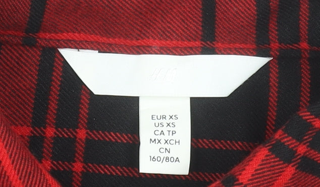H&M Women’s Red Black Plaid Long Sleeve Flannel Button-Up Shirt XS