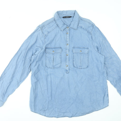 Dunnes Stores Women’s Blue Lyocell Long Sleeve Button-Up Shirt L