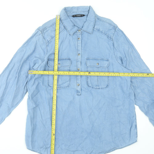 Dunnes Stores Women’s Blue Lyocell Long Sleeve Button-Up Shirt L