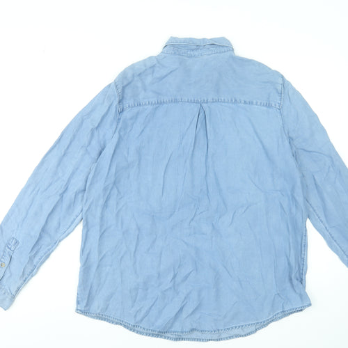 Dunnes Stores Women’s Blue Lyocell Long Sleeve Button-Up Shirt L