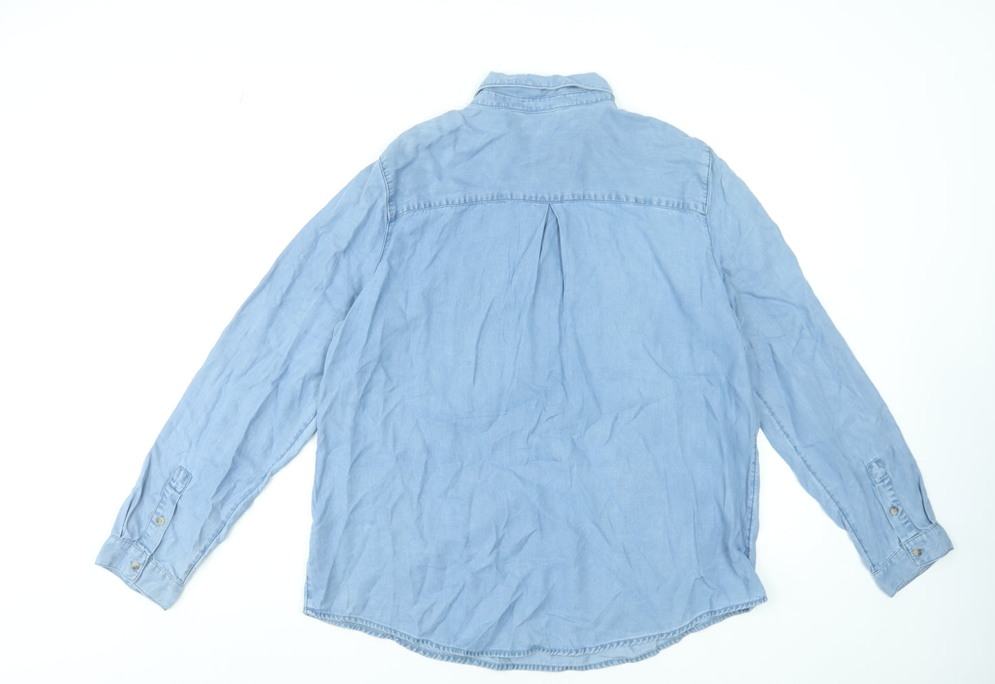 Dunnes Stores Women’s Blue Lyocell Long Sleeve Button-Up Shirt L
