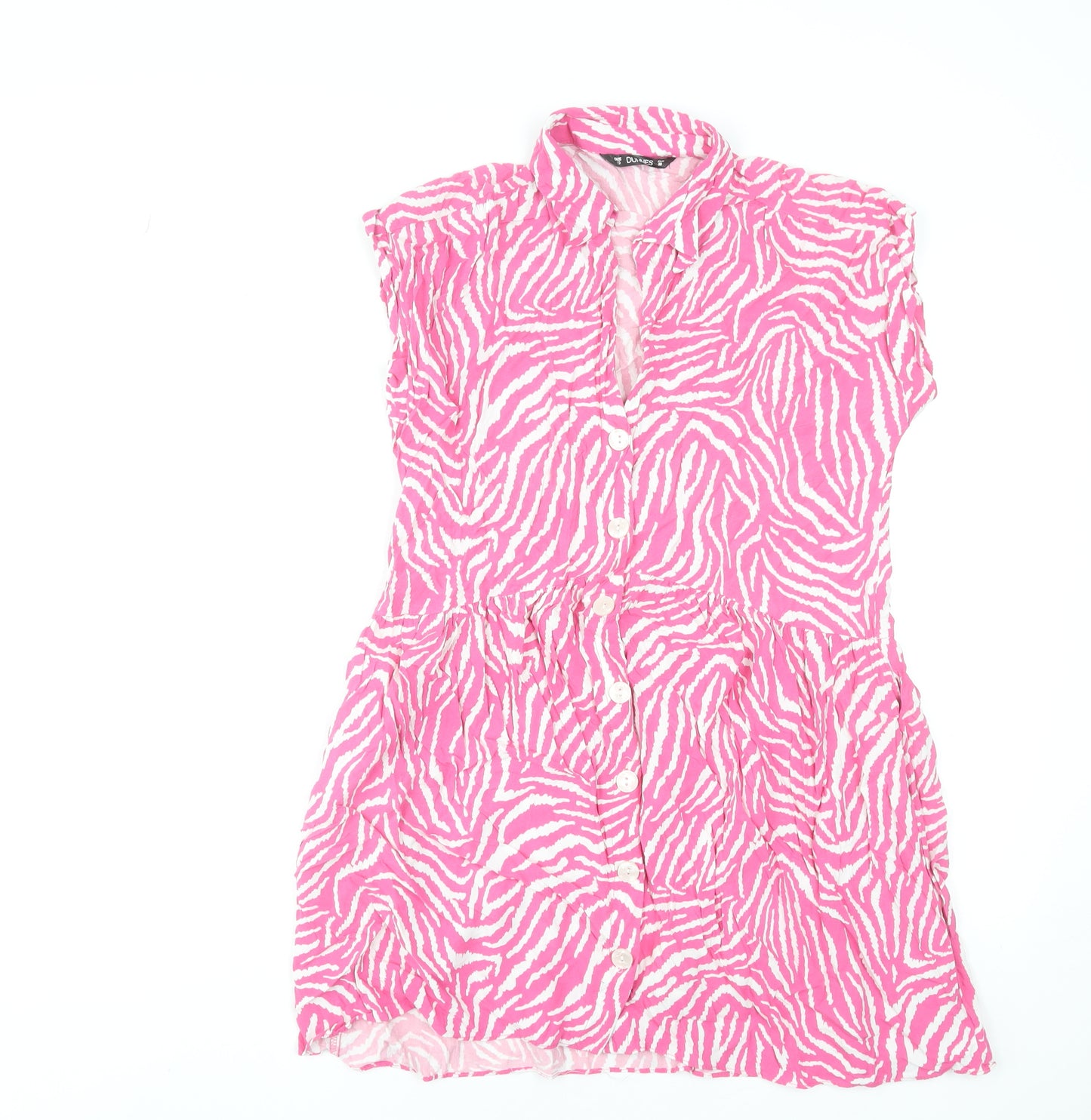 Dunnes Stores Women’s Pink Animal Print Shirt Dress Size 10